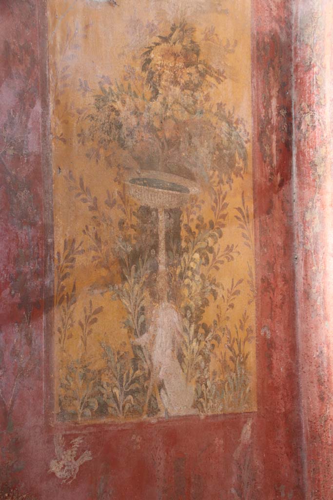 Oplontis Villa of Poppea, September 2021.
Room 70, detail from north end of west wall in north-west corner. Photo courtesy of Klaus Heese.