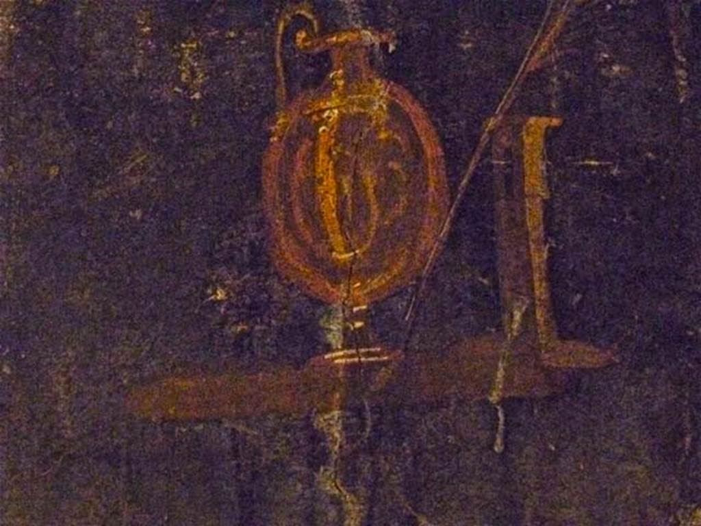 Oplontis Villa of Poppea, May 2011. Corridor 77, detail from centre of panel of west wall.
Photo courtesy of Michael Binns.