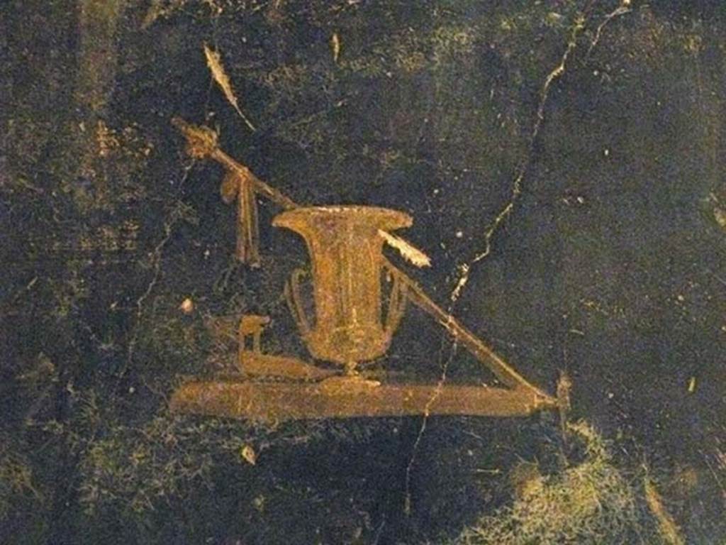 Oplontis Villa of Poppea, May 2011. Corridor 77, detail from centre of panel.
Photo courtesy of Michael Binns.