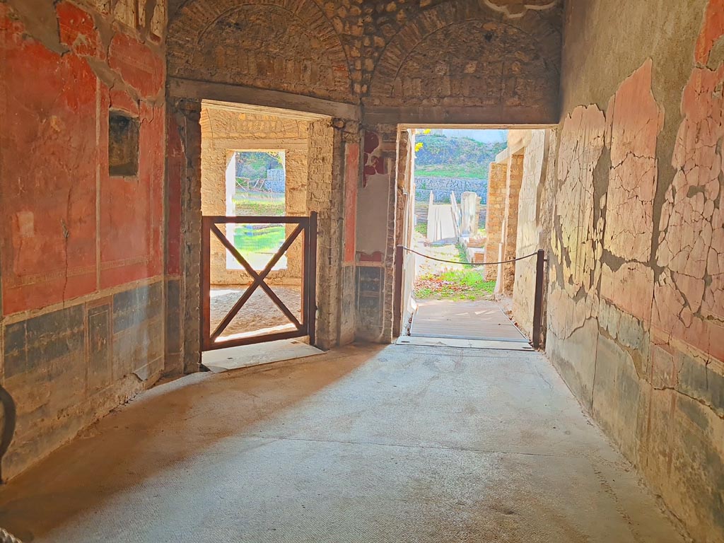 Oplontis Villa of Poppea, October 2023.
Room 79, looking east towards doorway to room 78, on left, and corridor to room 85, centre right, taken from corridor 76.
Photo courtesy of Giuseppe Ciaramella.