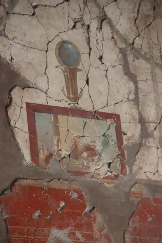 Oplontis Villa of Poppea, May 2024.
Room 79, detail of panel from upper north wall. Photo courtesy of Klaus Heese.