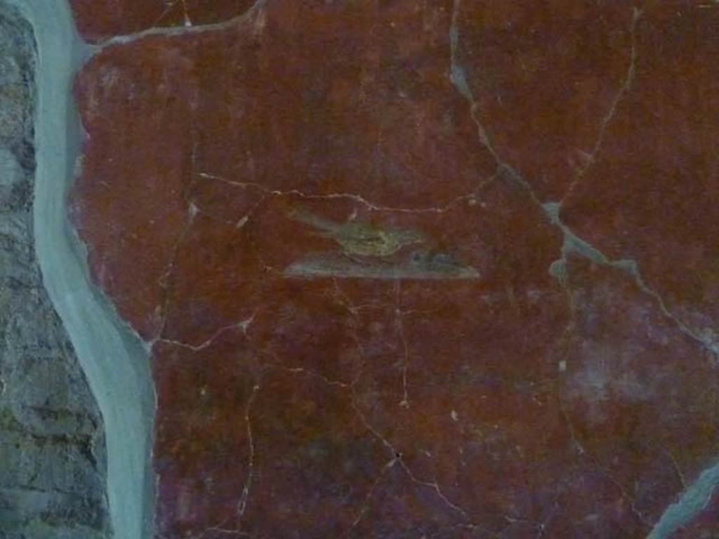 Oplontis, September 2015. Room 81, painted panel of bird and fruits from south wall.