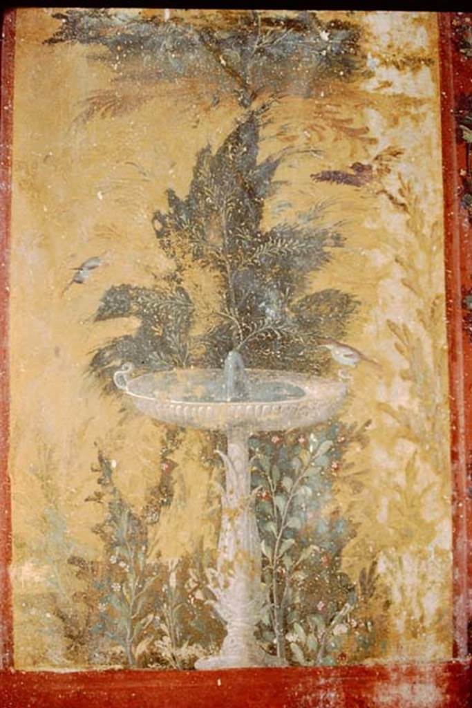 Oplontis. 1983 or 1984. Room 87, detail of panel on north wall.
Source: The Wilhelmina and Stanley A. Jashemski archive in the University of Maryland Library, Special Collections (See collection page) and made available under the Creative Commons Attribution-Non Commercial License v.4. See Licence and use details. Oplo0059