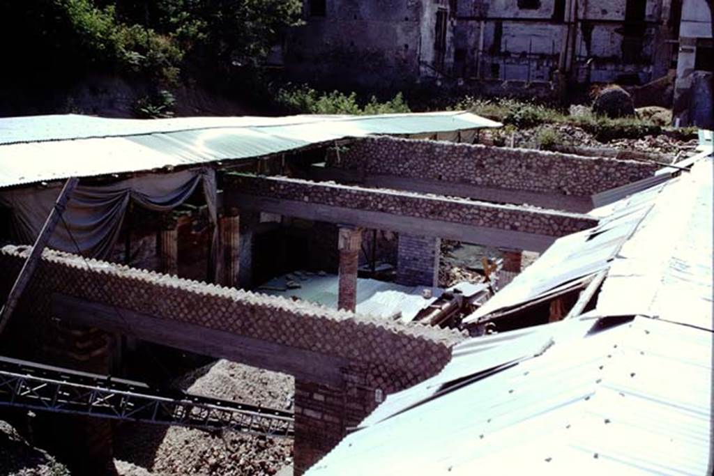 Oplontis, 1968. Looking south from above doorway in wall from room 21 across room 20, and room 4, towards atrium room 5. Photo by Stanley A. Jashemski.
Source: The Wilhelmina and Stanley A. Jashemski archive in the University of Maryland Library, Special Collections (See collection page) and made available under the Creative Commons Attribution-Non Commercial License v.4. See Licence and use details. J68f1503