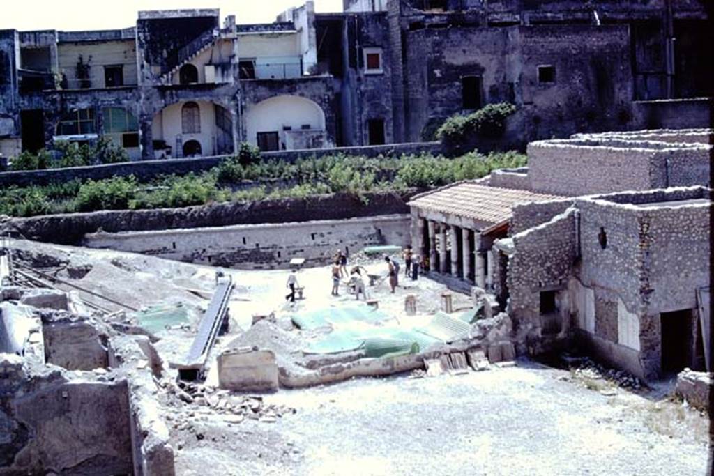 Oplontis Villa of Poppea, 1975 or 1974. Looking south towards area 59, the south-east peristyle. Photo by Stanley A. Jashemski.
Source: The Wilhelmina and Stanley A. Jashemski archive in the University of Maryland Library, Special Collections (See collection page) and made available under the Creative Commons Attribution-Non Commercial License v.4. See Licence and use details. J74f0872