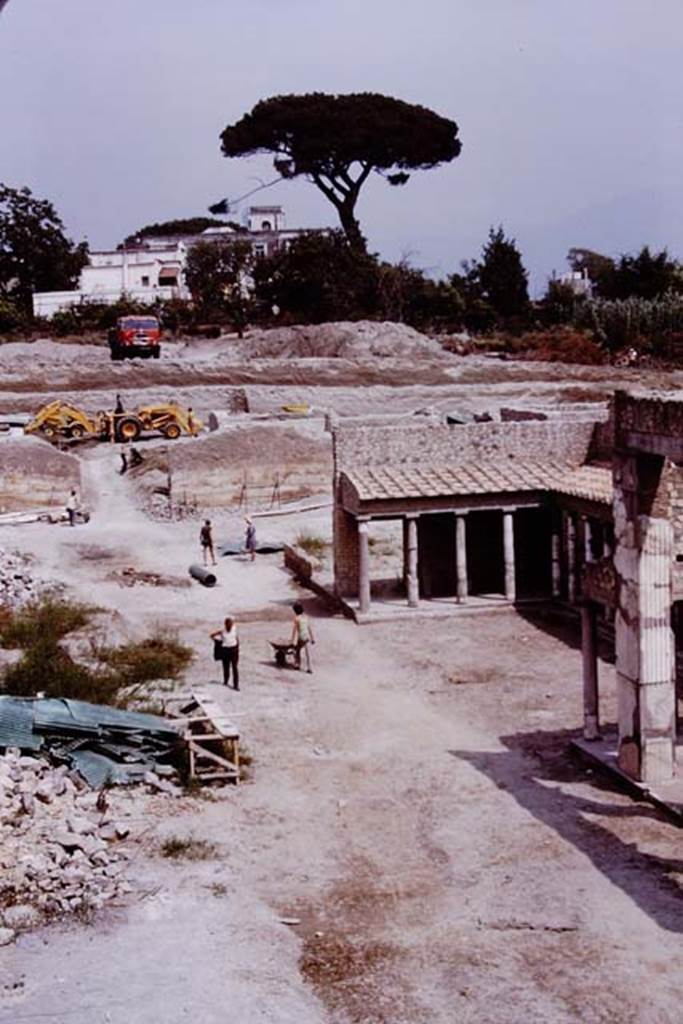 Oplontis, 1975. Looking east across north garden, with column laying on the ground. Photo by Stanley A. Jashemski.
Source: The Wilhelmina and Stanley A. Jashemski archive in the University of Maryland Library, Special Collections (See collection page) and made available under the Creative Commons Attribution-Non Commercial License v.4. See Licence and use details. J75f0082