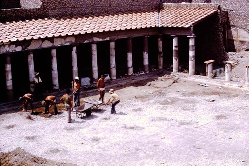 Oplontis, 1975. Looking towards north-west corner of area 59, the south-east peristyle. Photo by Stanley A. Jashemski.
Source: The Wilhelmina and Stanley A. Jashemski archive in the University of Maryland Library, Special Collections (See collection page) and made available under the Creative Commons Attribution-Non Commercial License v.4. See Licence and use details. J75f0120