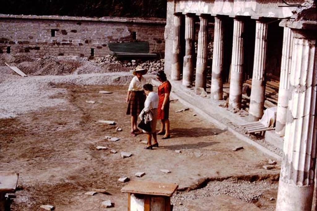 Oplontis, 1975. Looking south across area 59, with the root-cavities protected by stone/slabs. Photo by Stanley A. Jashemski.
Source: The Wilhelmina and Stanley A. Jashemski archive in the University of Maryland Library, Special Collections (See collection page) and made available under the Creative Commons Attribution-Non Commercial License v.4. See Licence and use details. J75f0124