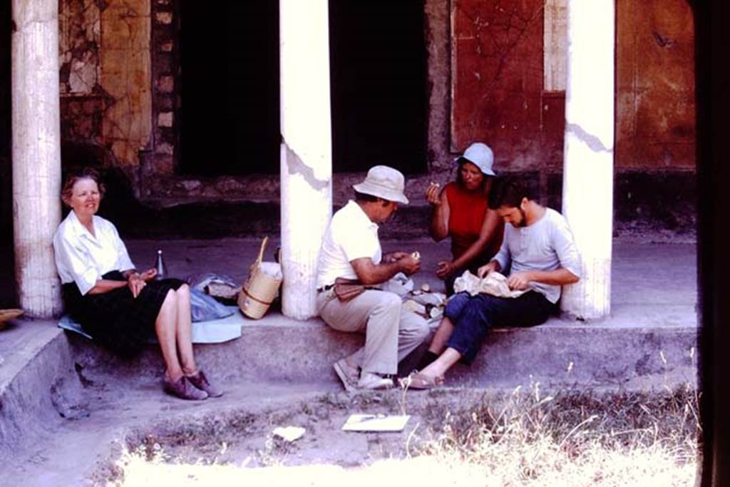Oplontis, 1977. Area 33, lunch on the west portico. Photo by Stanley A. Jashemski.
Source: The Wilhelmina and Stanley A. Jashemski archive in the University of Maryland Library, Special Collections (See collection page) and made available under the Creative Commons Attribution-Non Commercial License v.4. See Licence and use details. J77f0218