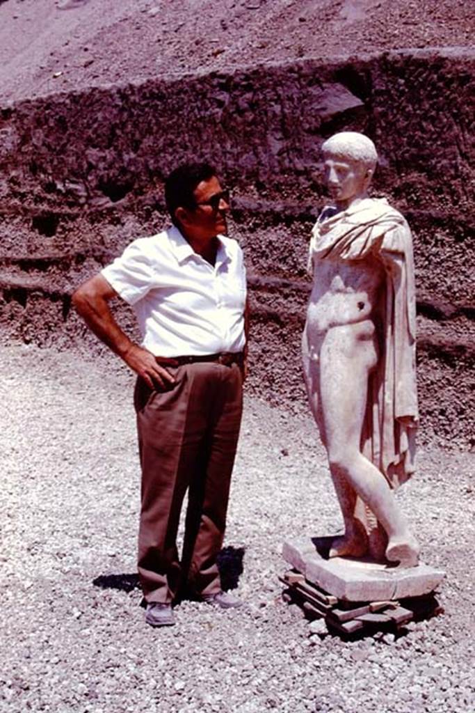 Oplontis Villa of Poppea, 1978.Statue of an ephebos on its original base.
Photo by Stanley A. Jashemski.
Source: The Wilhelmina and Stanley A. Jashemski archive in the University of Maryland Library, Special Collections (See collection page) and made available under the Creative Commons Attribution-Non Commercial License v.4. See Licence and use details.
J78f0075
SAP inventory number 72818.