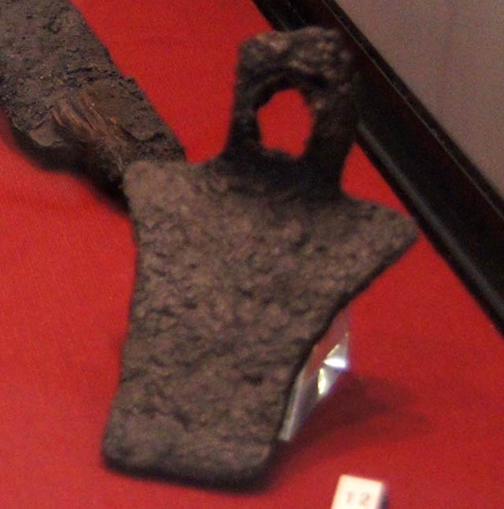Gragnano, Villa rustica in Località Carmiano, Villa A. Hoe found in room 2.
Stabiae Antiquarium, inventory number 63296.
Detail from photo courtesy of Margaret Hicks.