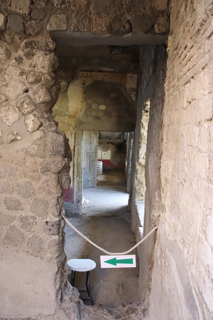 Stabiae, Villa Arianna, October 2022. 
Looking south into room M, from room G. Photo courtesy of Klaus Heese.
