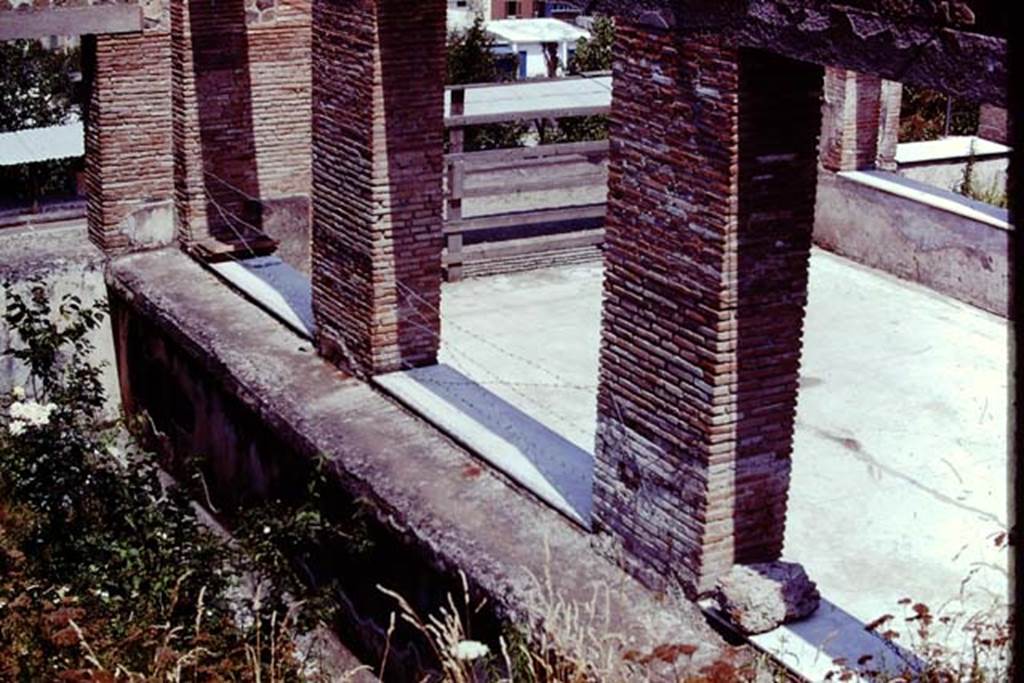 Villa Arianna, 1976. Looking north-east across large summer triclinium from sunken garden on the west side. Photo by Stanley A. Jashemski.
Source: The Wilhelmina and Stanley A. Jashemski archive in the University of Maryland Library, Special Collections (See collection page) and made available under the Creative Commons Attribution-Non Commercial License v.4. See Licence and use details. J76f0513