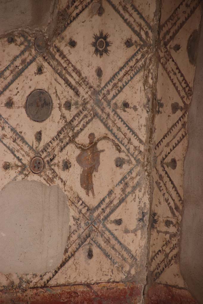 Stabiae, Villa Arianna, October 2020.
Room 9, painted panel from south wall in south-west corner. Photo courtesy of Klaus Heese.