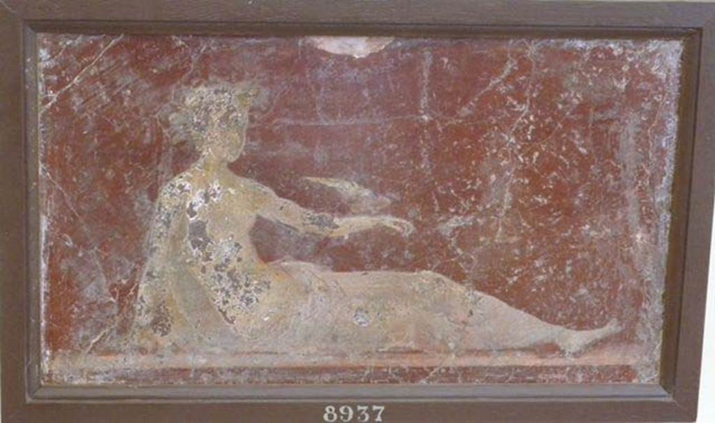 Stabiae, Villa Arianna, found 24th March 1760. Room 5, seated woman.
Now in Naples Archaeological Museum. Inventory number 8937.
See Sampaolo V. and Bragantini I., Eds, 2009. La Pittura Pompeiana. Electa: Verona, p. 465.
See Pagano, M. and Prisciandaro, R., 2006. Studio sulle provenienze degli oggetti rinvenuti negli scavi borbonici del regno di Napoli. Naples: Nicola Longobardi, p. 245.