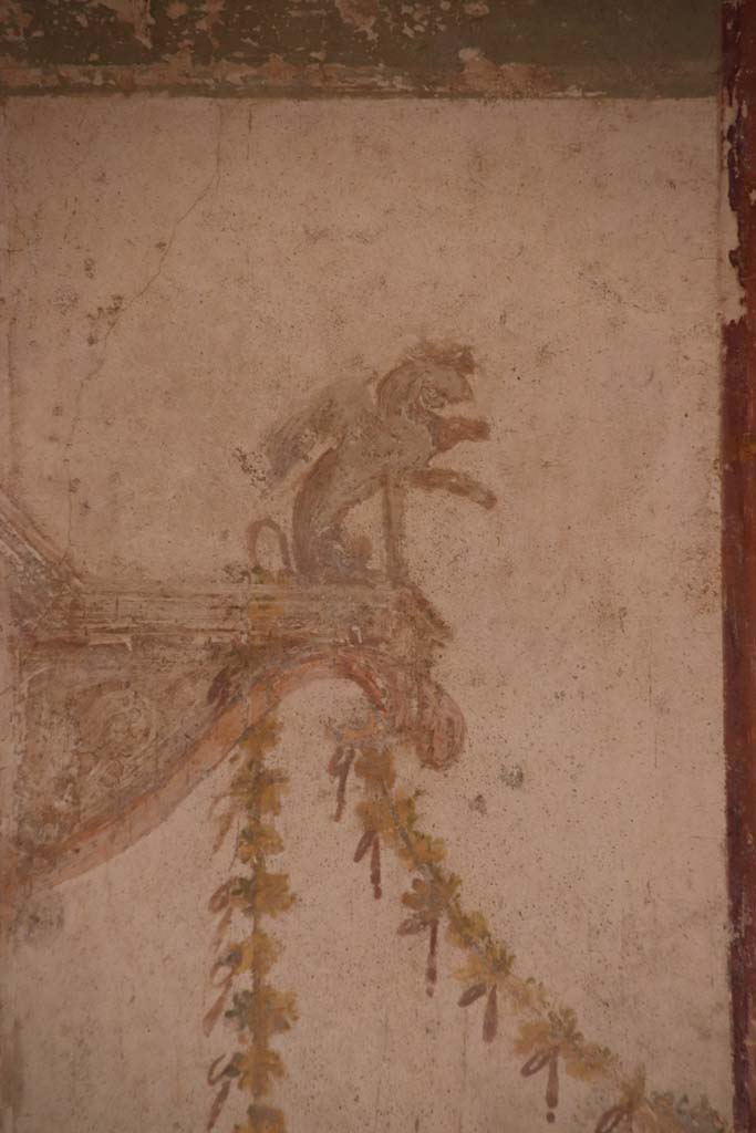 Stabiae, Villa Arianna, October 2020. Room 7, detail from south wall. Photo courtesy of Klaus Heese.
