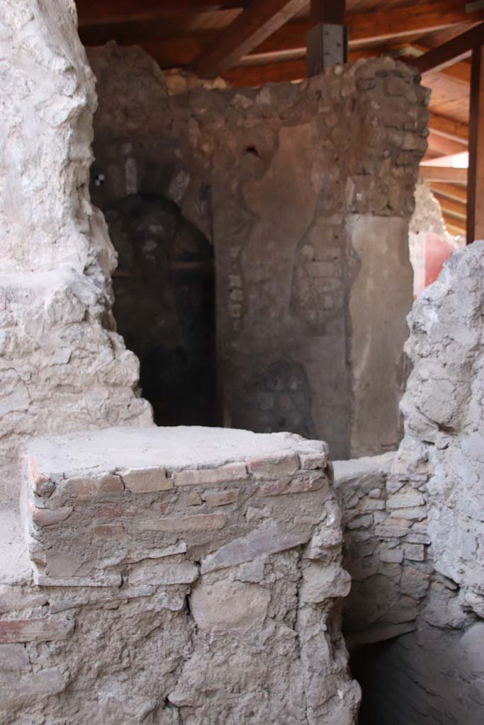 Stabiae, Villa Arianna, September 2021.
Room 28, looking south towards wall in the laconicum. Photo courtesy of Klaus Heese.