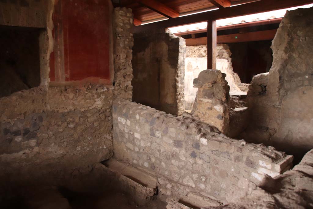 Stabiae, Villa Arianna, October 2020.
Room 31, looking towards north-east corner, with room 28, on right, and Corridor 26 at rear, on right. Photo courtesy of Klaus Heese.