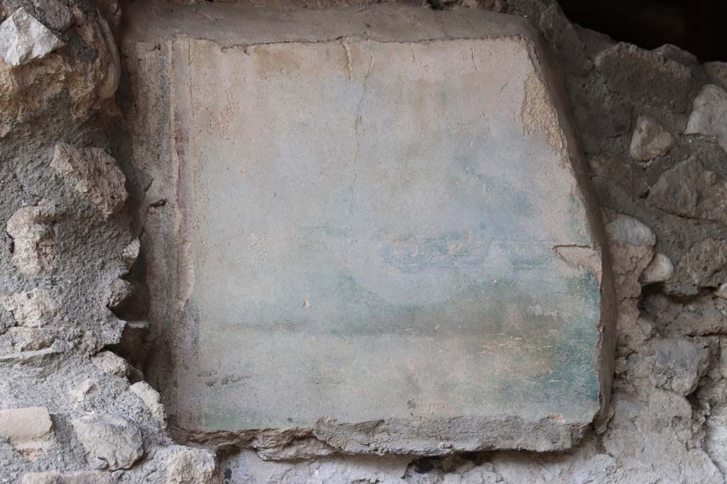 Stabiae, Villa Arianna, September 2021.
Room 31, the tepidarium, detail of painted decoration on north wall. Photo courtesy of Klaus Heese.