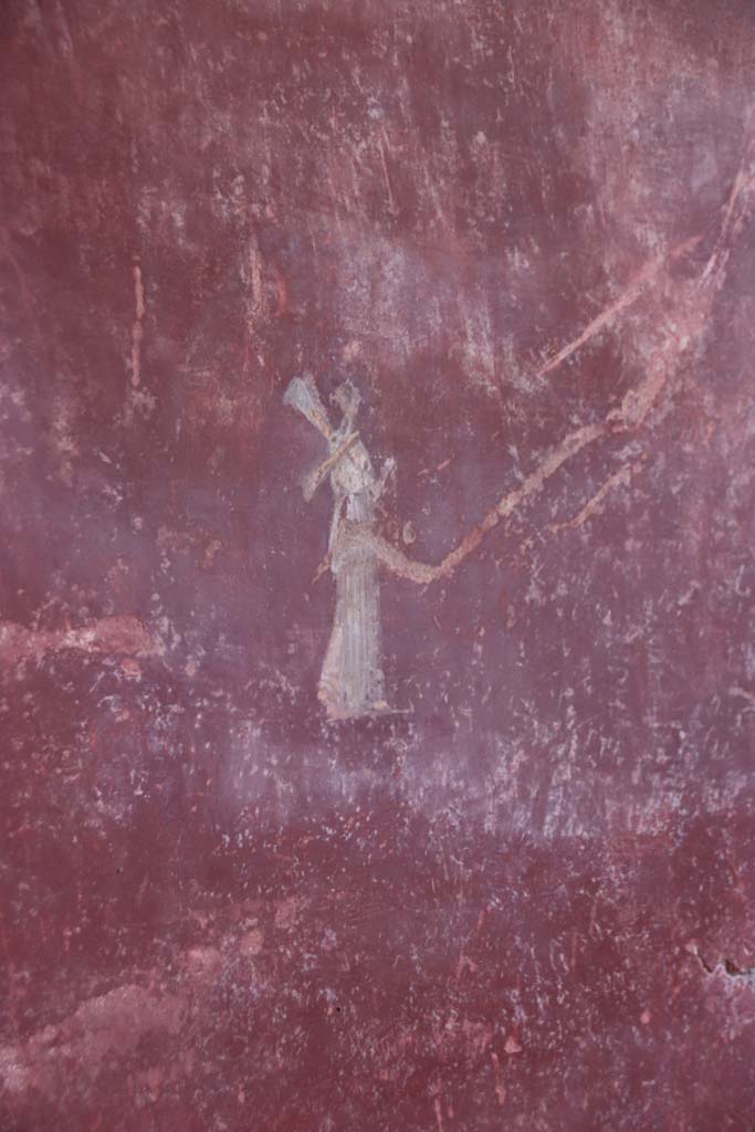 Stabiae, Villa Arianna, September 2021.
W.28, west wall with painted figure. Photo courtesy of Klaus Heese.