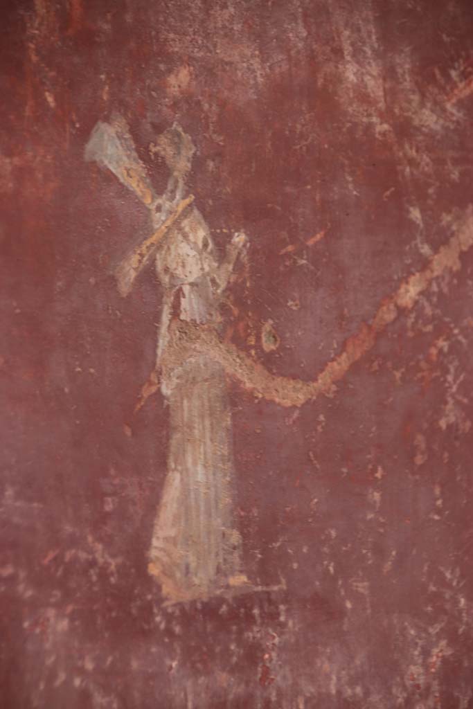 Stabiae, Villa Arianna, October 2020.
W.28, detail of painted figure from centre of panel on west wall. Photo courtesy of Klaus Heese.