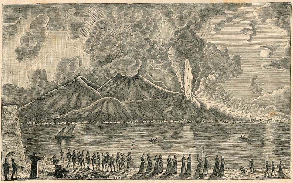 Vesuvius eruption 1794. 1880 drawing by Luigi Palmieri.
See Palmieri L., 1880. Il Vesuvio e la sua storia. Milano: Tipografia Faverio, fig. 8.
See book on E-RARA