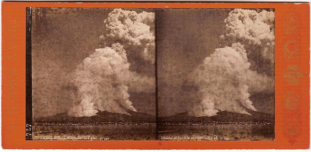 Vesuvius Eruption April 26th, 1872 at 3.30pm.
Photograph No. 727, by Giorgio Sommer, (1834-1914). Public domain, via Wikimedia Commons