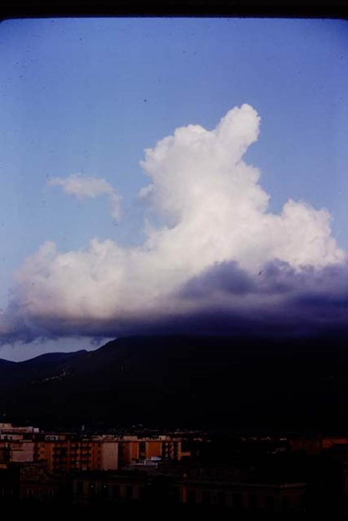 Vesuvius in cloud. 1966. Photo by Stanley A. Jashemski.
Source: The Wilhelmina and Stanley A. Jashemski archive in the University of Maryland Library, Special Collections (See collection page) and made available under the Creative Commons Attribution-Non-commercial License v.4. See Licence and use details.
J66f0611