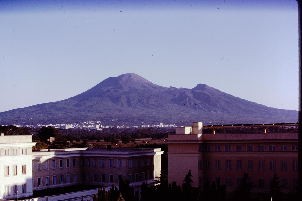 Vesuvius, from Pompeii. 1970. Photo by Stanley A. Jashemski.
Source: The Wilhelmina and Stanley A. Jashemski archive in the University of Maryland Library, Special Collections (See collection page) and made available under the Creative Commons Attribution-Non-commercial License v.4. See Licence and use details.
J70f0575