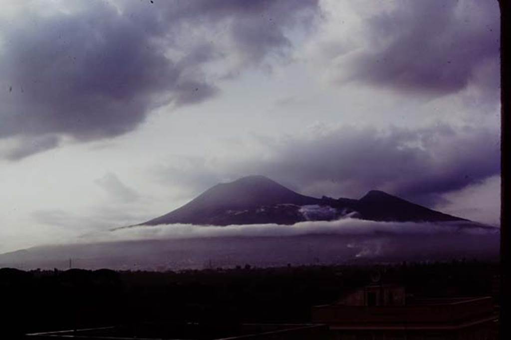 Vesuvius, 1973. Vesuvius above low cloud. Photo by Stanley A. Jashemski.
Source: The Wilhelmina and Stanley A. Jashemski archive in the University of Maryland Library, Special Collections (See collection page) and made available under the Creative Commons Attribution-Non-commercial License v.4. See Licence and use details.
J73f0602