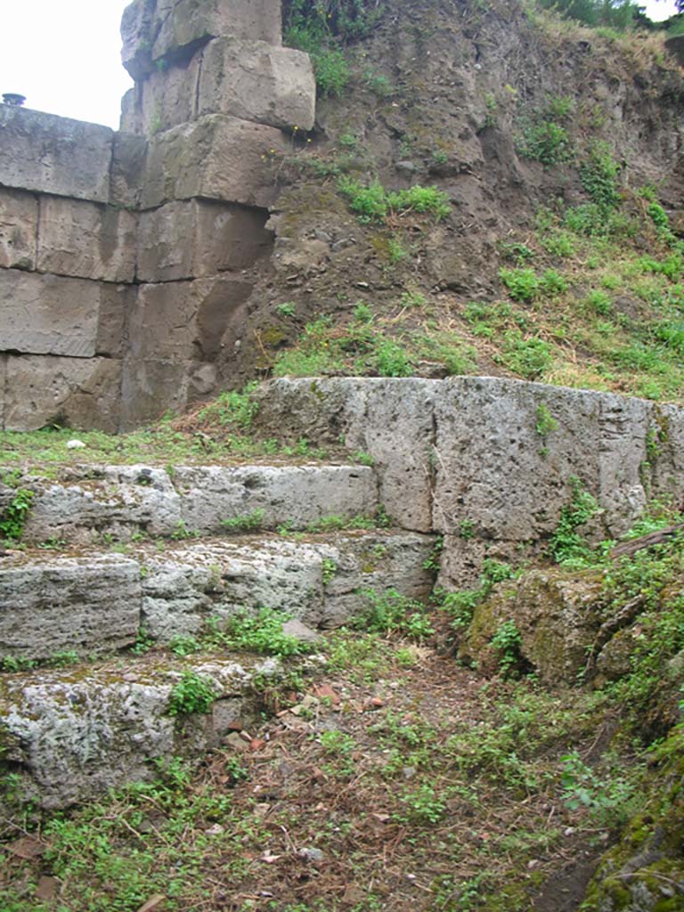 City Wall in north-west corner, Pompeii. May 2010.
Looking north-east, continuation from above photo. Photo courtesy of Ivo van der Graaff.