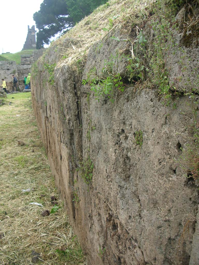 City Walls on north side of Pompeii, east side of Vesuvian Gate, May 2010.
Looking west. Photo courtesy of Ivo van der Graaff.